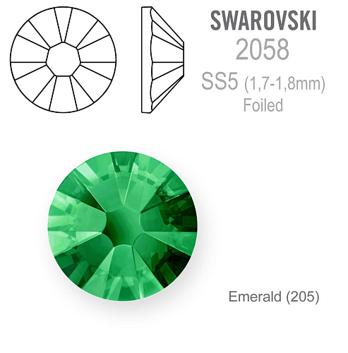 SWAROVSKI 2058 XILION FOILED velikost SS5 barva EMERALD 