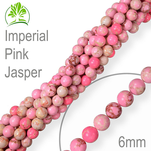 Korálky z minerálů Imperial Pink Jasper přírodní polodrahokam. Velikost pr.6mm. Balení 12Ks.