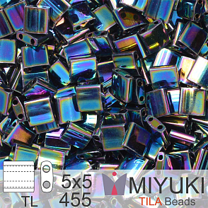 Korálky MIYUKI tvar TILA BEADS velikost 5x5mm. Barva TL-455 Metallic Variegated Blue Iris. Balení 5g.