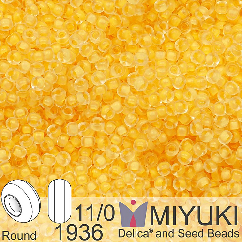 Korálky Miyuki Round 11/0. Barva 1936 SF Daffodil Lined Crystal. Balení 5g.