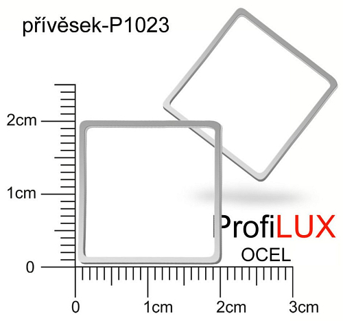 Přívěsek Chirurgická Ocel ozn-P1023 ČTVEREC obrys velikost 20x20mm. Řada přívěsků ProfiLUX