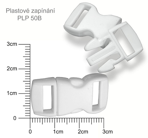 Plastové ZAPÍNÁNÍ ozn. PLP 50B barva Bílá. Velikost 30x15mm.