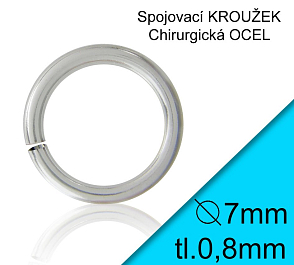 KROUŽEK spojovací-CHIRURGICKÁ OCEL  Velikost venkovní pr.7mm tl.0,8mm