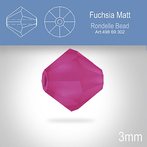 PRECIOSA Bicone (sluníčko) velikost 3mm. Barva FUCHSIA MATT. Balení 40ks