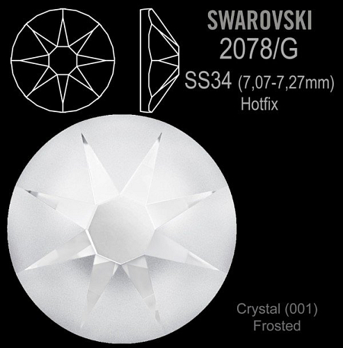 SWAROVSKI xirius rose HOTFIX 2078/G velikost SS34 barva Crystal FROSTED