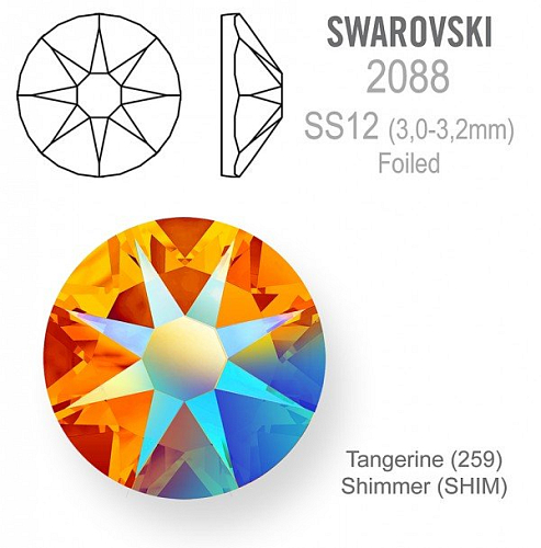 SWAROVSKI 2088 XIRIUS FOILED velikost SS12 barva Tangerine Shimmer 