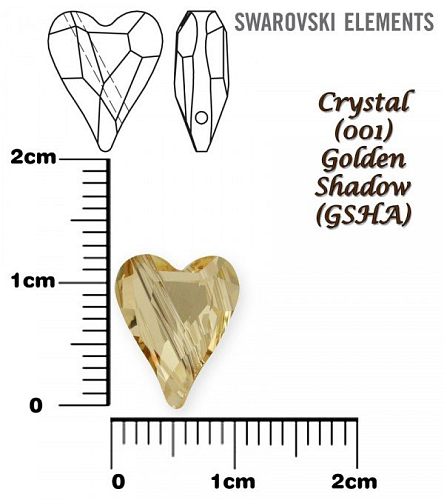 SWAROVSKI KORÁLKY 5743 Heart Bead barva CRYSTAL GOLDEN SHADOW velikost 12mm.