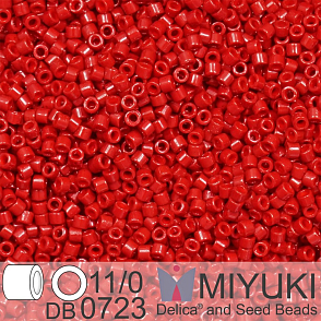 Korálky Miyuki Delica 11/0. Barva Crystal DB0723 Opaque Red. Balení 5g.