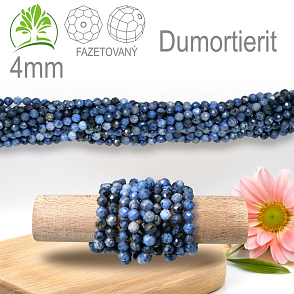 Korálky z minerálů Dumortierit Fazetovaný přírodní polodrahokam. Velikost pr.4mm. Balení 95Ks.
