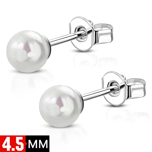 Náušnice CHIRURGICKÁ OCEL EWX 304 s voskovanou perlí v barvě bílé