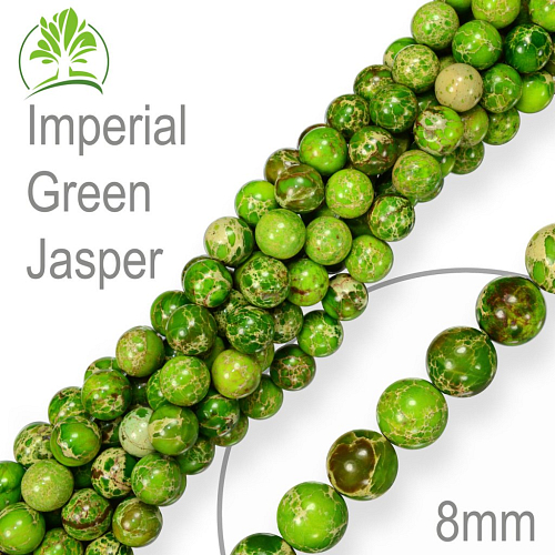Korálky z minerálů Imperial Green Jasper přírodní polodrahokam. Velikost pr.8mm. Balení 10Ks.