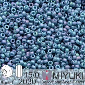 Korálky Miyuki Round 15/0. Barva 2030 Matte Met Steel Blue Luster . Balení 5g