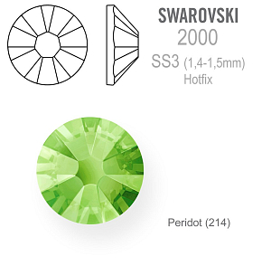 SWAROVSKI ELEMENTS HOT-FIX velikost SS3 barva PERIDOT (214). Balení 40Ks.