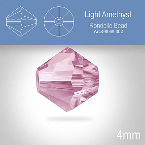 PRECIOSA Bicone MC BEAD (sluníčko) velikost 4mm. Barva LIGHT AMETHYST. Balení 30ks .