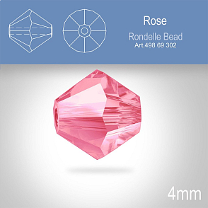 PRECIOSA Bicone MC BEAD (sluníčko) velikost 4mm. Barva ROSE. Balení 30ks .