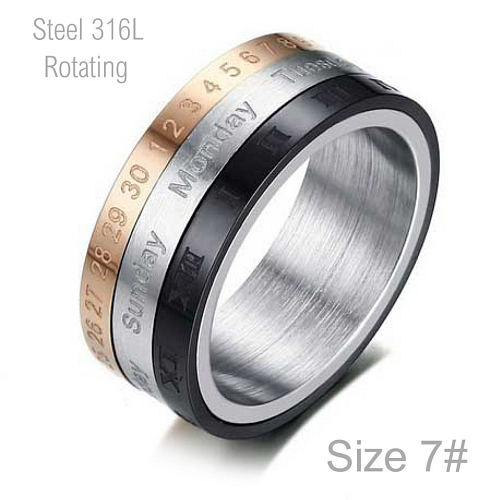 Tvarovaný prsten jako KALENDÁŘ z chirurgické ocele R 0129  o velikosti 7
