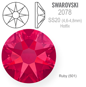 SWAROVSKI xirius rose HOTFIX 2078 velikost SS20 barva Ruby.