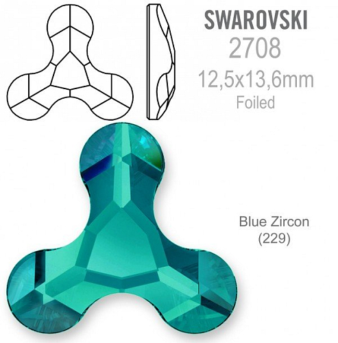 Swarovski 2708 Molecule FB Foiled velikost 12,5x13,6mm. Barva Blue Zircon 