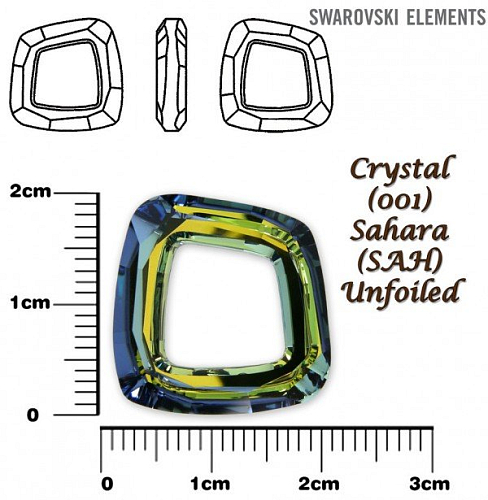 SWAROVSKI ELEMENTS Cosmic Square Ring barva CRYSTAL (001) SAHARA (SAH) Unfoiled velikost 20mm.