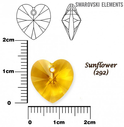 SWAROVSKI Heart Pendant barva SUNFLOWER velikost 14,4x14mm.