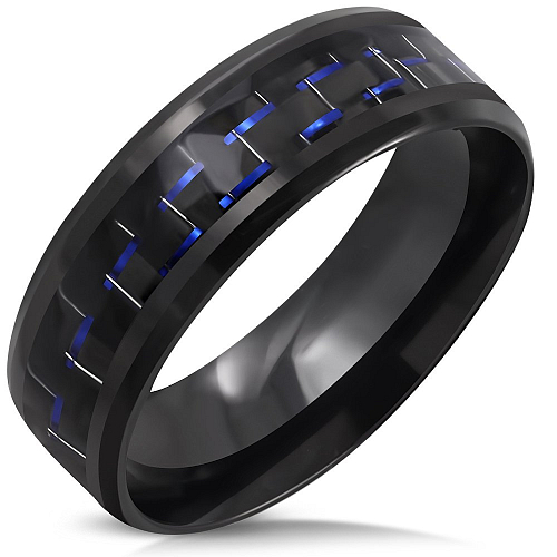 Ocelový prsten VRR 492 v provedení steel BLACK s 3D efektem o velikosti 7