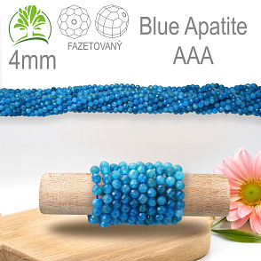 Korálky z minerálů Blue Apatite AAA Fazetovaný přírodní polodrahokam. Velikost pr.4mm. Balení 95Ks.