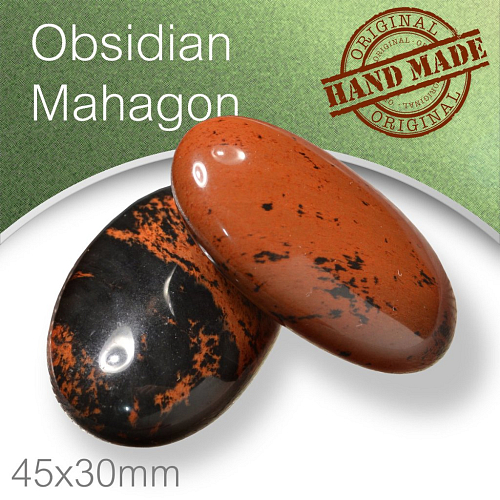 Minerály HMATKY ručně broušené tvar Ovál velikost 45x30mm tl.15mm Obsidian Mahagon