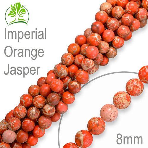 Korálky z minerálů Imperial Orange Jasper přírodní polodrahokam. Velikost pr.8mm. Balení 10Ks.