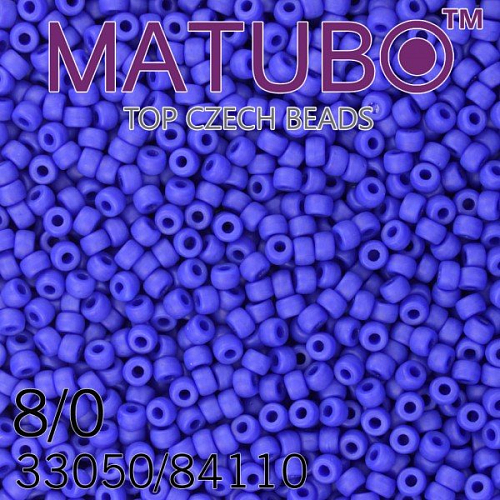 Korálky MATUBO™ mačkané rokajlové korálky. Velikost 8/0 (3,1mm). Barva 33050/84110 SYTÁ MODRÁ MATNÁ. Balení 10g.
