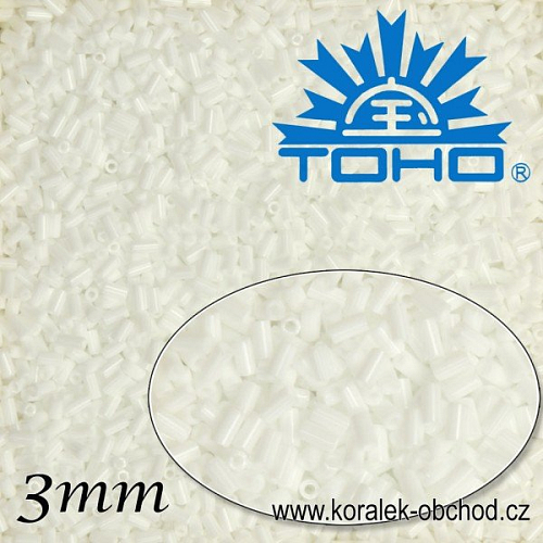 Korálky TOHO tvar BUGLES (válcové). Velikost pr.1,6mm x 3mm. Barva č. 41-Opaque White . Balení 10g.