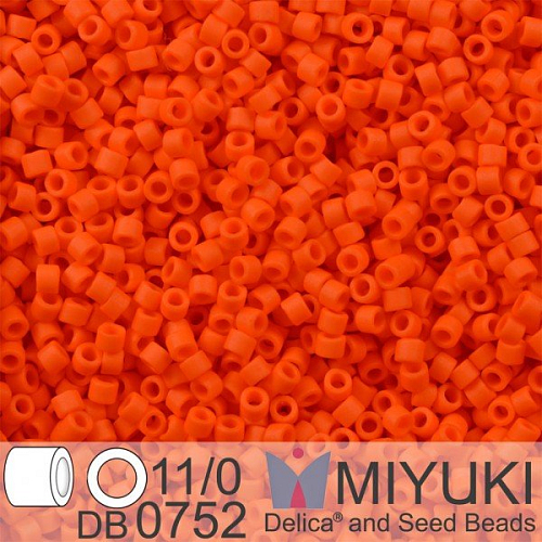 Korálky Miyuki Delica 11/0. Barva Matte Op Orange DB0752. Balení 5g.
