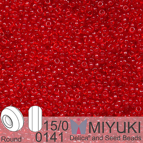 Korálky Miyuki Round 15/0. Barva 0141 Tr Ruby. Balení 5g.