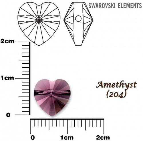 SWAROVSKI KORÁLKY Heart Bead barva AMETHYST velikost 10mm