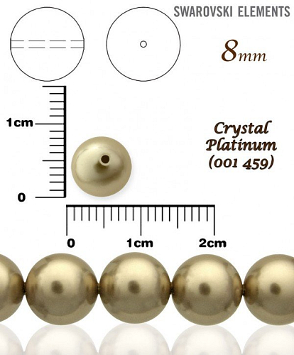 SWAROVSKI 5810 Voskované Perle barva CRYSTAL PLATINUM PEARL velikost 8mm. Balení 5Ks