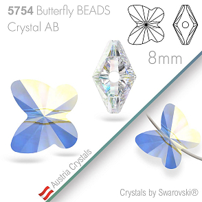 SWAROVSKI  Butterfly Beads  5754. Barva Crystal AB. Velikost 8mm
