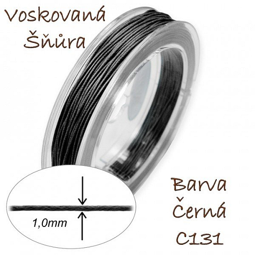 Voskovaná šňůra-síla 1,0mm v barvě černé číslo C131