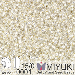 Korálky Miyuki Round 15/0. Barva 0001 S/L Crystal. Balení 5g.