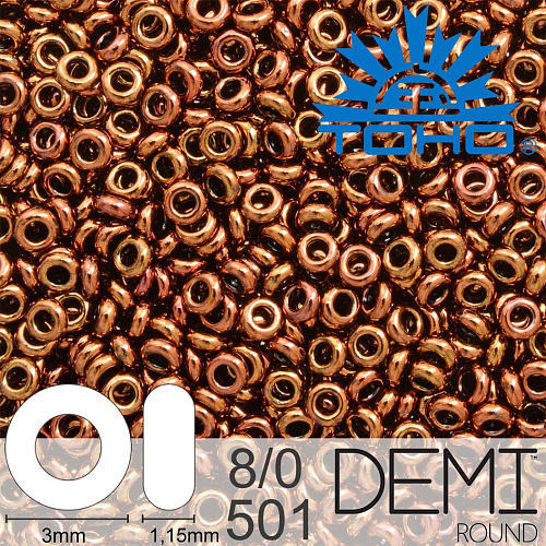 Korálky TOHO Demi Round 8/0. Barva 501 Higher-Metallic Cinnamon Bronze. Balení 5g