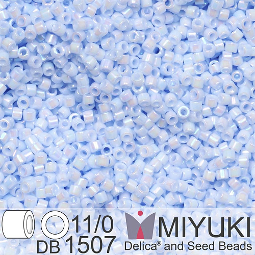 Korálky Miyuki Delica 11/0. Barva Opaque Light Sky Blue AB DB1507. Balení 5g.