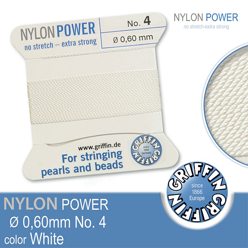 NYLON Power velmi pevná nit GRIFFIN síla nitě 0,60mm Barva White