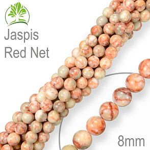 Korálky z minerálů Jaspis Red Net. Velikost pr.8mm. Balení 10Ks.