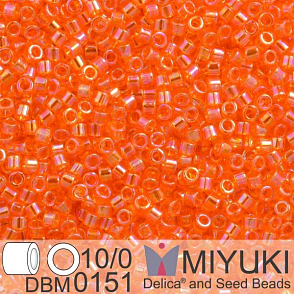 Korálky Miyuki Delica 10/0. Barva Tr Orange AB DBM0151. Balení 5g.