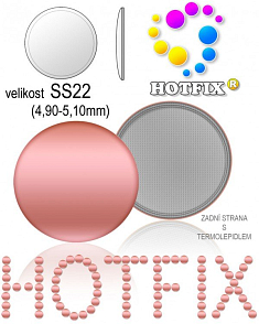 Kovové NAILHEAD HOTFIX nažehlovací polotovary. Velikost SS22 (4,90-5,10mm) Tl.0,6mm. Barva 018 RŮŽOVÁ (lesklá ocelová). Balení 50Ks