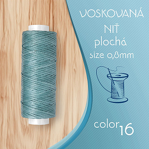 Voskovaná nit 0,8mm PLOCHÁ cívka 30m barva č.16 Peacock Green