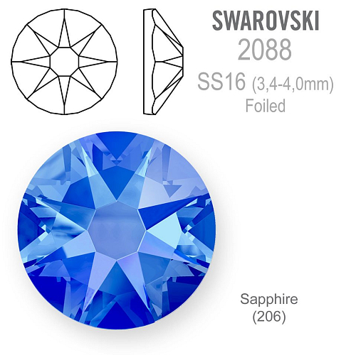 SWAROVSKI XIRIUS FOILED velikost SS16 barva SAPPHIRE 