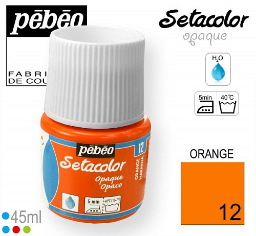 Barva na Textil SETACOLOR OPAQUE  Pebeo. barva č. 12 ORANGE. Balení 45ml.