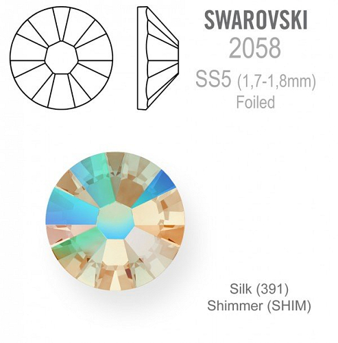 Swarovski 2058 XILION FOILED velikost SS5 barva Silk Shimmer 