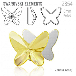 SWAROVSKI 2854 Butterfly Flat Back Foiled velikost 8mm. Barva Jonquil 