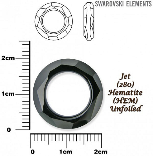 SWAROVSKI ELEMENTS Cosmic Ring barva JET (280) HEMATITE (HEM) velikost 20mm. 