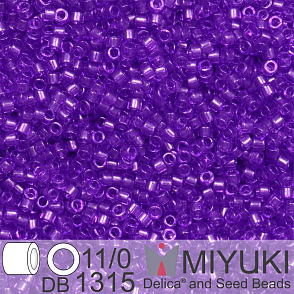 Korálky Miyuki Delica 11/0. Barva Dyed Transparent Red Violet DB1315. Balení 5g.